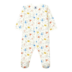 Petit Bateau - Organic Cotton Monkey Print Footie