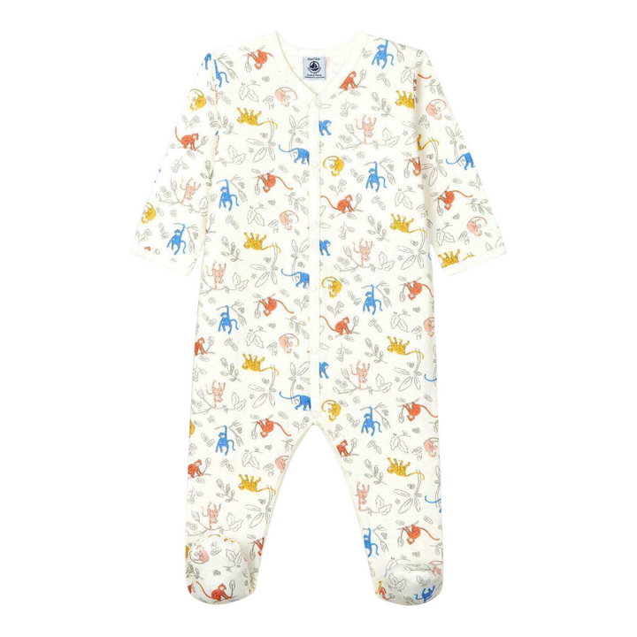 Petit Bateau | Organic Cotton Monkey Print Footie