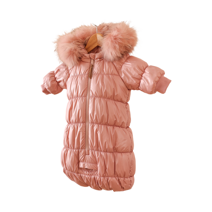 Fully Gathered Baby Bunting – Pink | Cozy Infant Winter Suit | Mantel