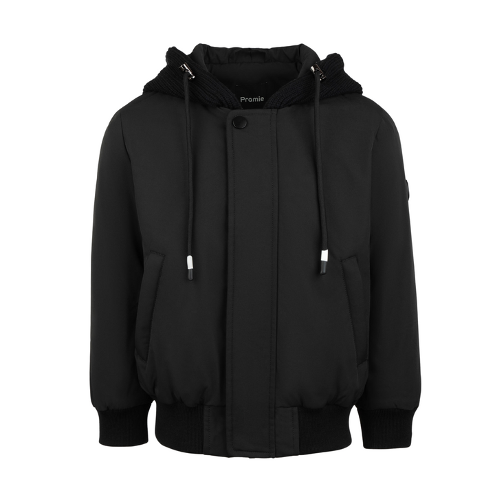 Pramie Knit Hooded Black Jacket