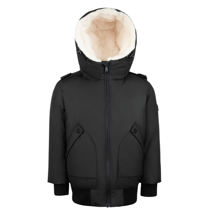 Raygo Boys Black Jacket with White Fur | Warm, Stylish & Cozy