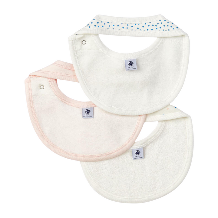 Petit Bateau Organic Cotton Baby Bibs Pack of 3 Pink