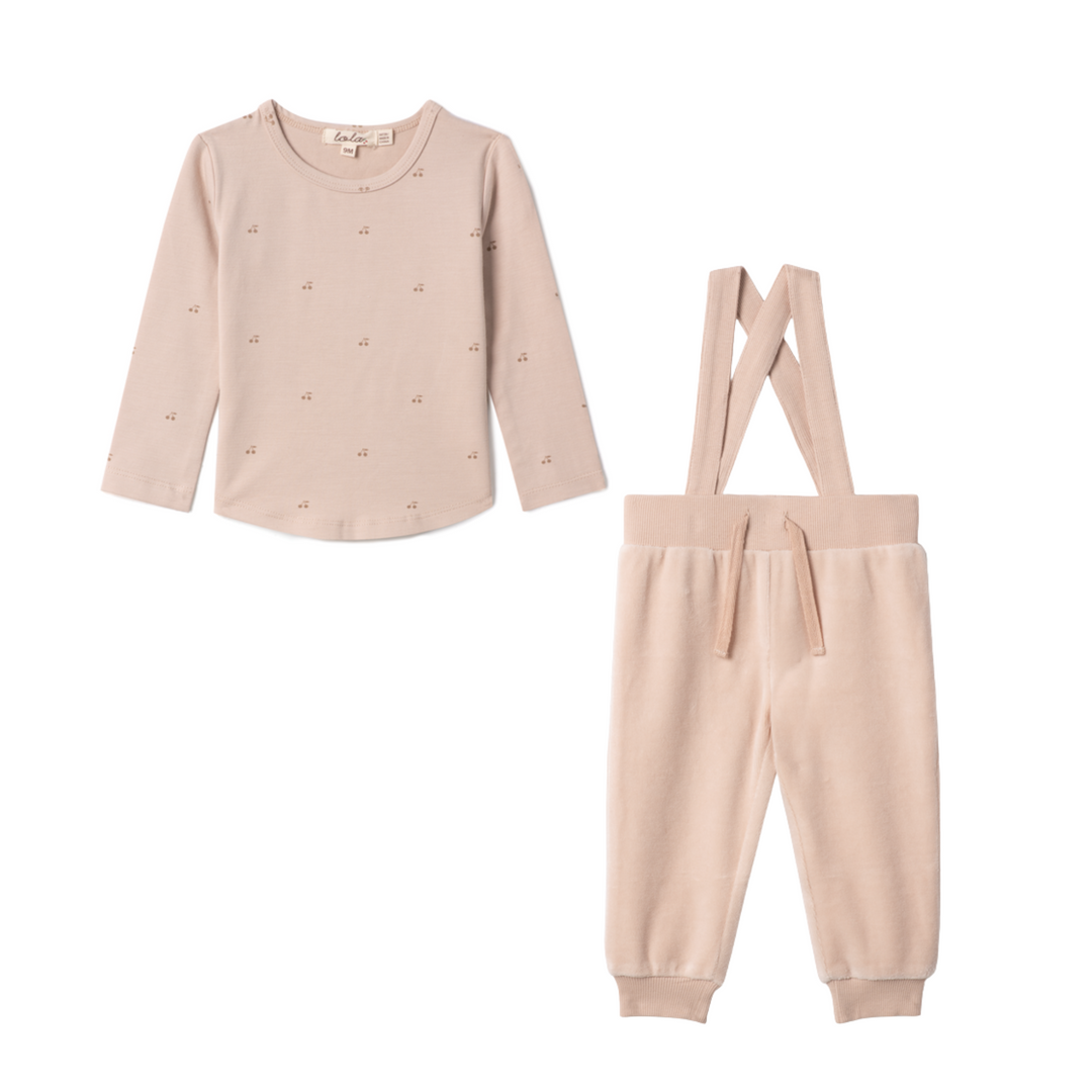 Lola Linen Velour Overall Set