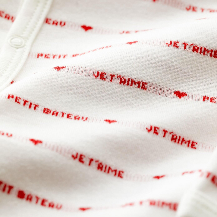 Petit Bateau Baby Organic Cotton Front Snap Logo Footie