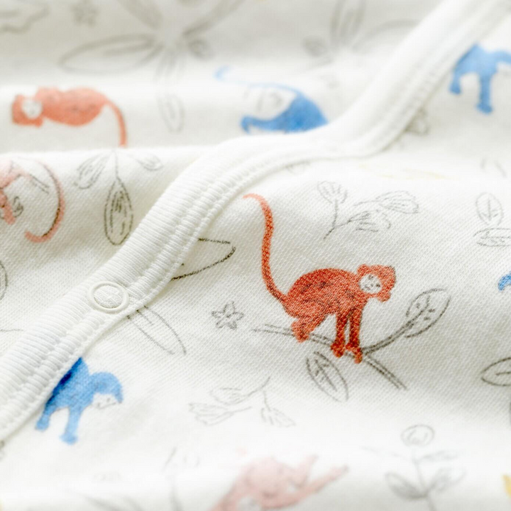 Petit Bateau | Organic Cotton Monkey Print Footie