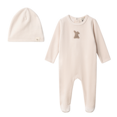 Bebe Bella Dark Almond Bunny Applique Velour Footie