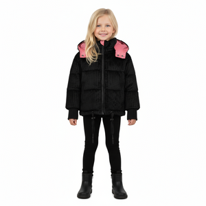 Raygo Black/Hot Pink Corduroy Jacket | Bold, Cozy & Retro-Chic