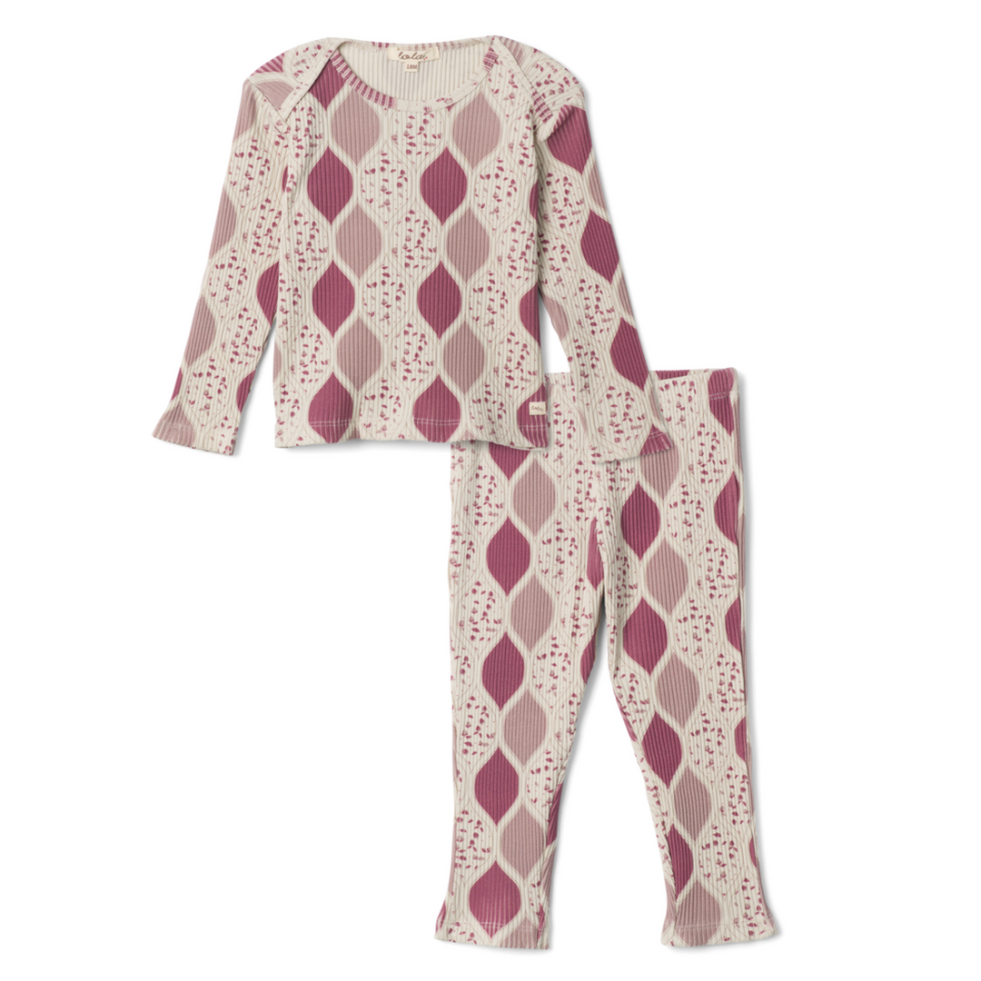 Lola Pink printed Rib Lounge set