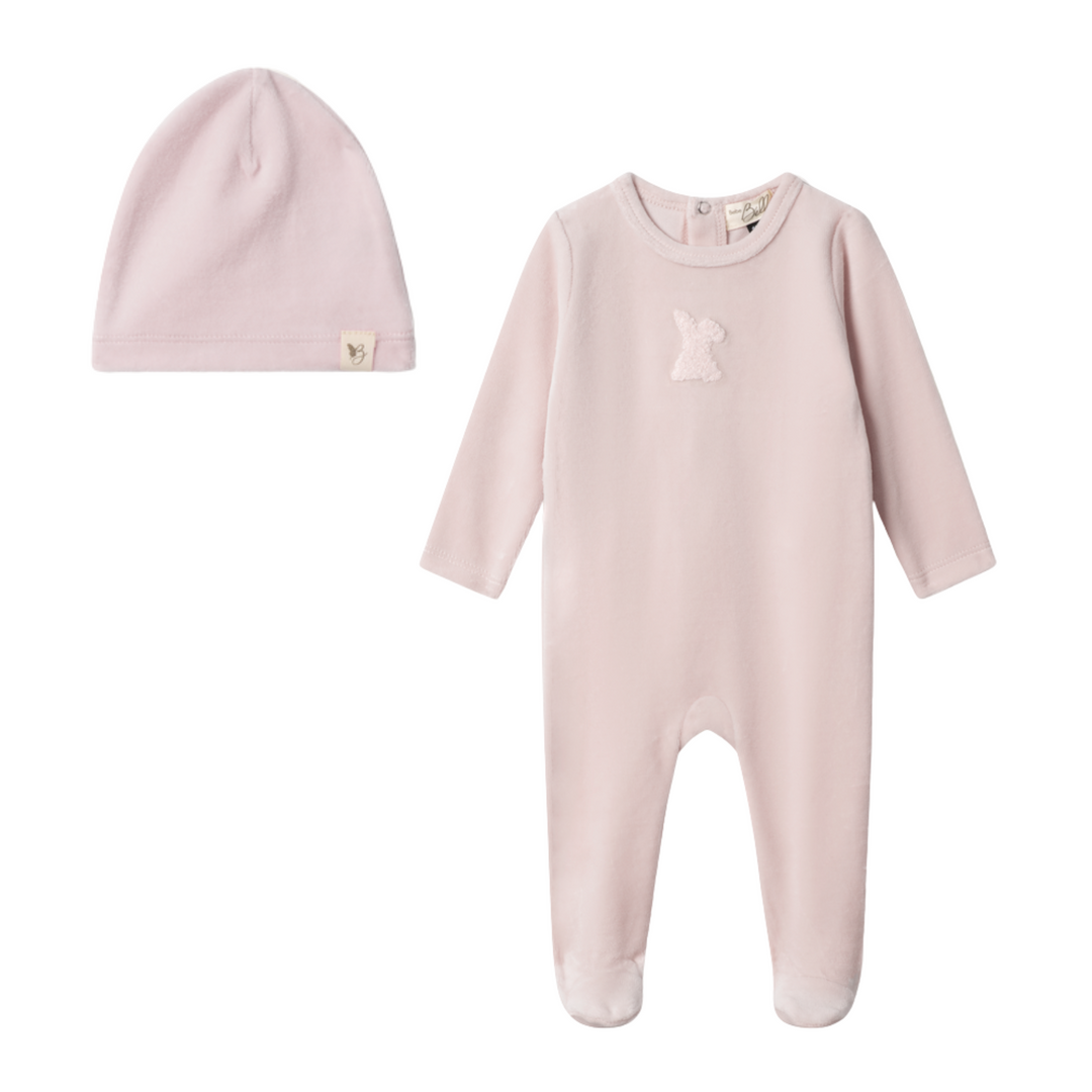 Bebe Bella Primrose Bunny Applique Velour Footie