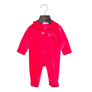 escada baby footie round collar hot pink