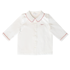 Little Parni Girls Pico Signature Shirt (White / Pink Trim)