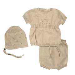 Li & Me - Knit Short Set - Embroidered Flowers