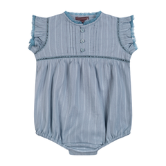 Orange Dimanche Sky Blue Textured Cotton Romper