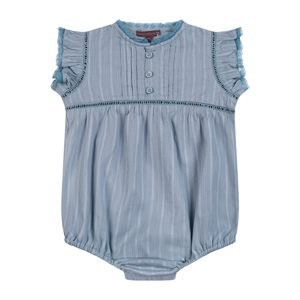 Orange Dimanche Sky Blue Textured Cotton Romper