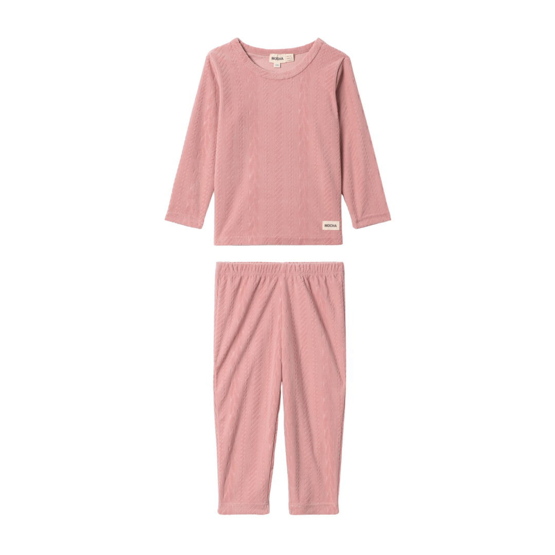 Mocha Maple Velour Cable Textured PJ
