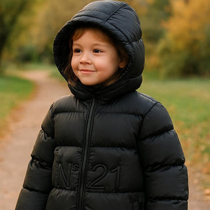 N°21 | Kids Black Hooded Puffer Jacket