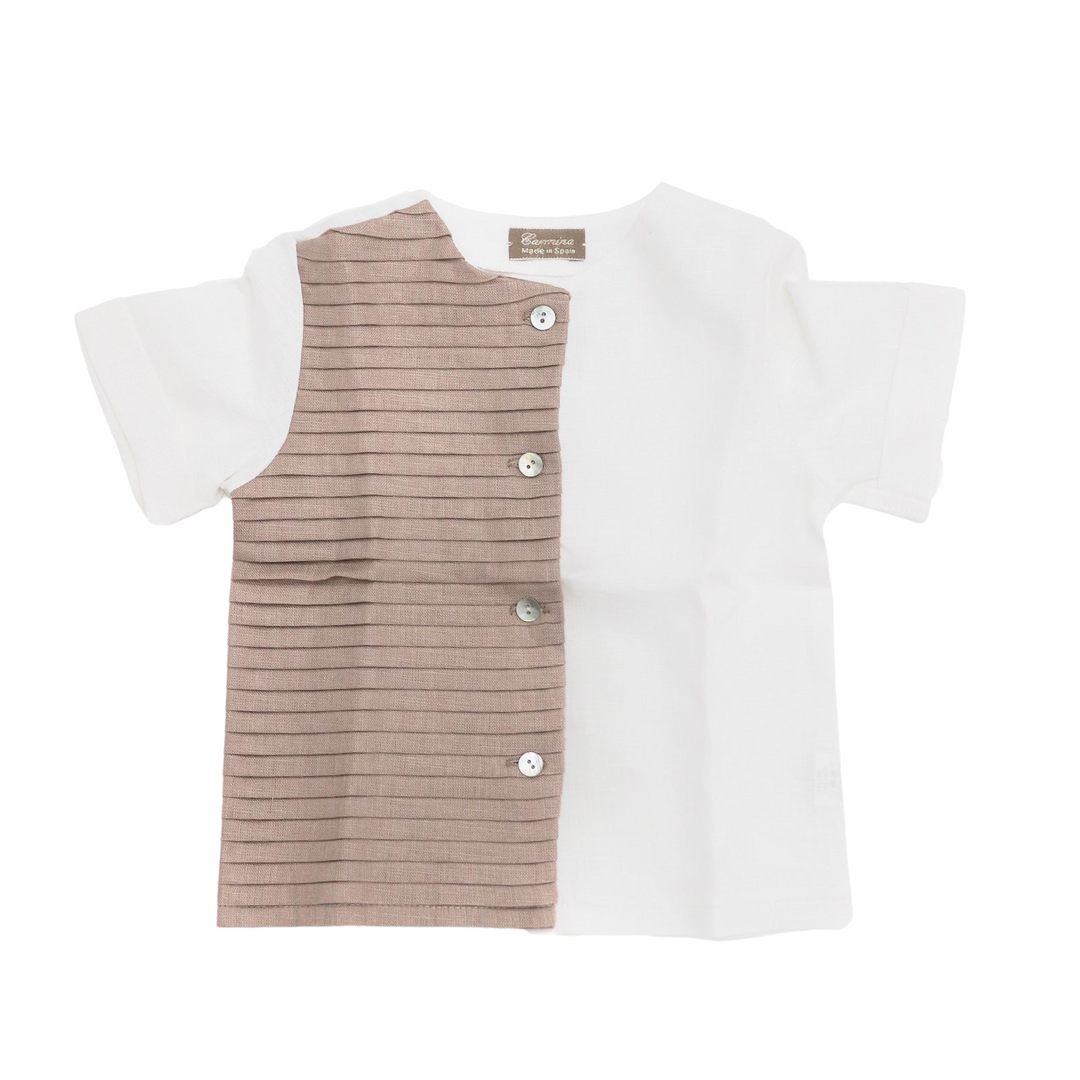 Carmina White Shirt With Oat Pleats