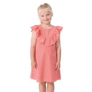 Petit Bateau - Girl Sleeveless Eyelet Dress with Ruffles