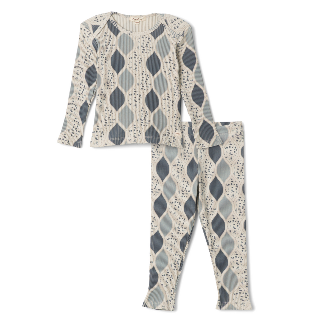 Lola Blue printed Rib Lounge set