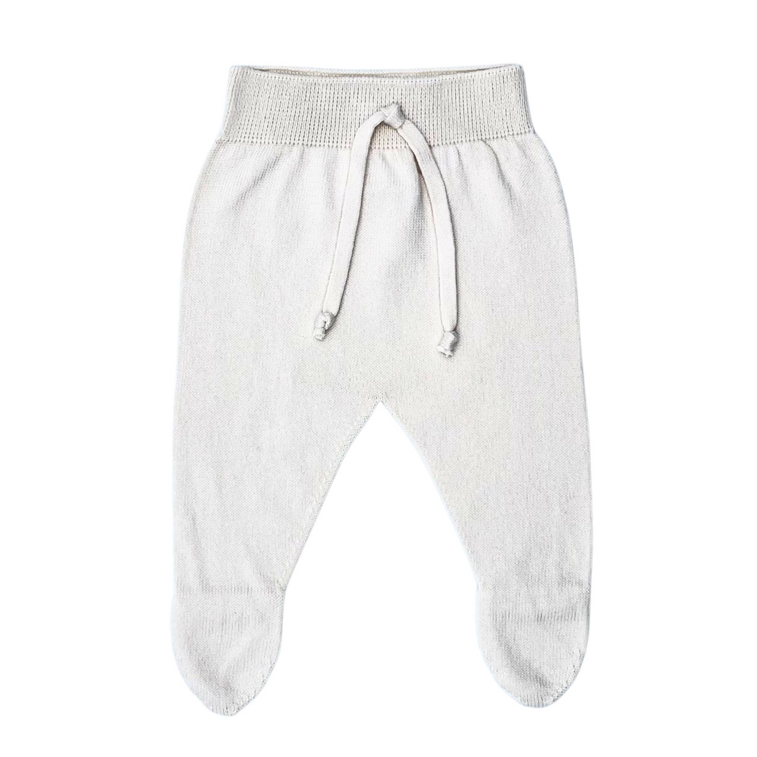 LI + ME Cream Liam Knit Footie Pants