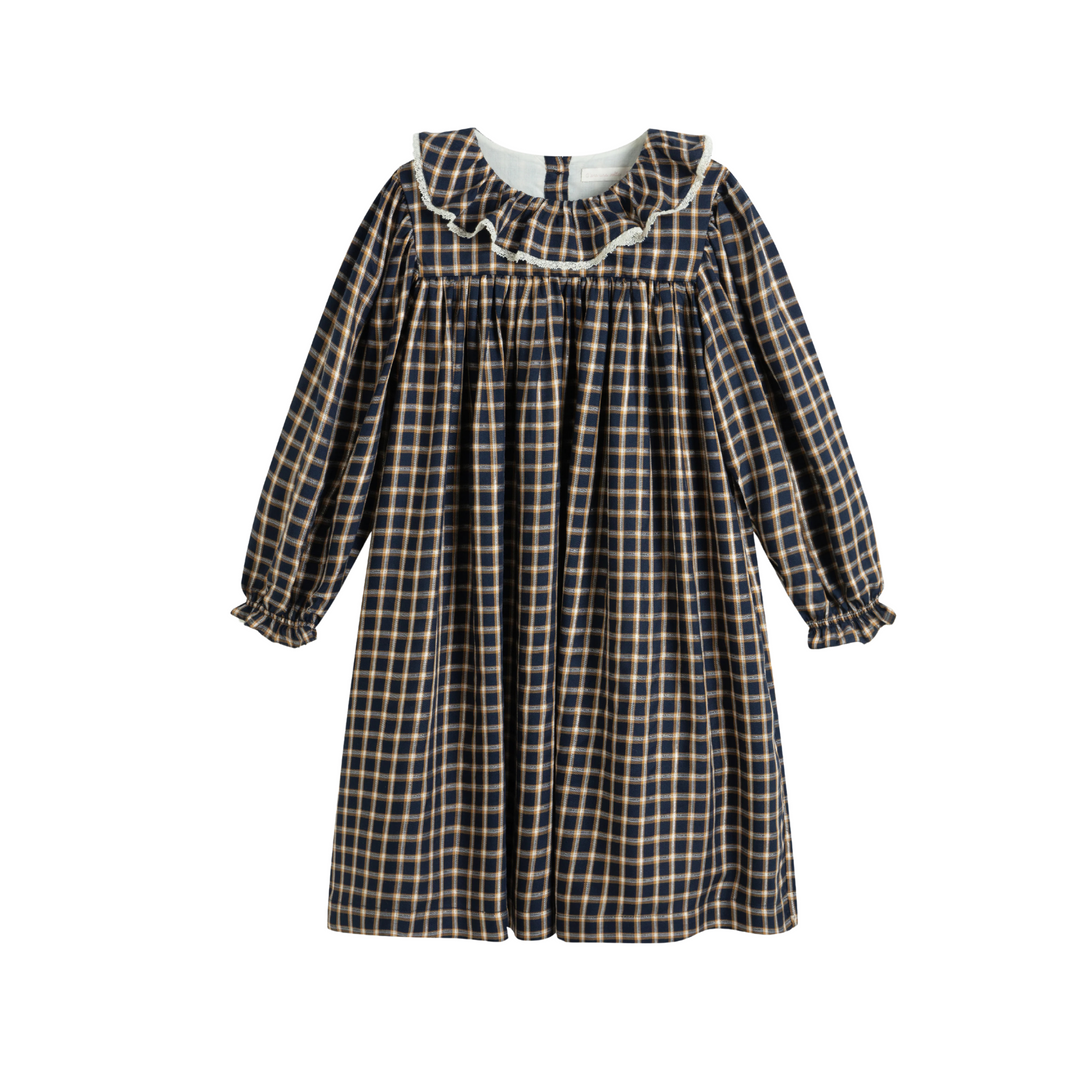 C'era Una Volta Blue Check Lurex Sophie Dress