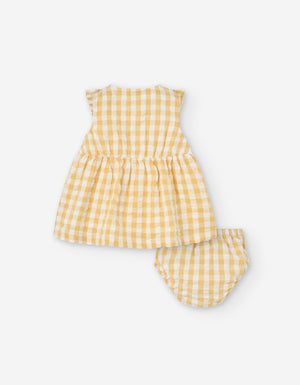 Losan Gingham Sleeveless Dress + Bloomer