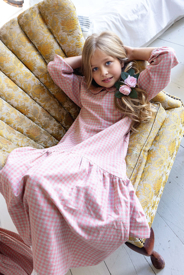 Bonjour Pink Gingham Collar Maxi