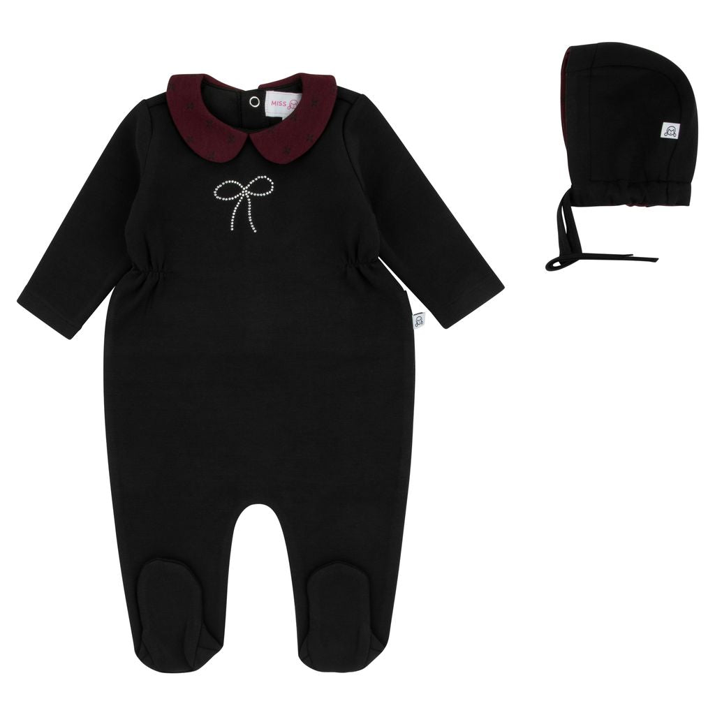 Miss Mini Girls Rhinestone Bow Shabbos Footie