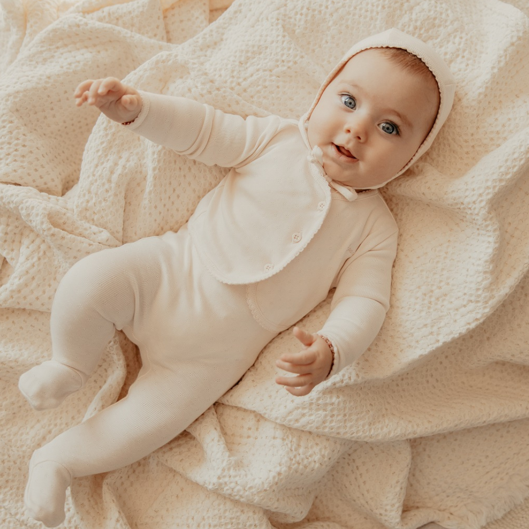 Little Parni - Pointelle Cardigan Layette Set + Bonnet