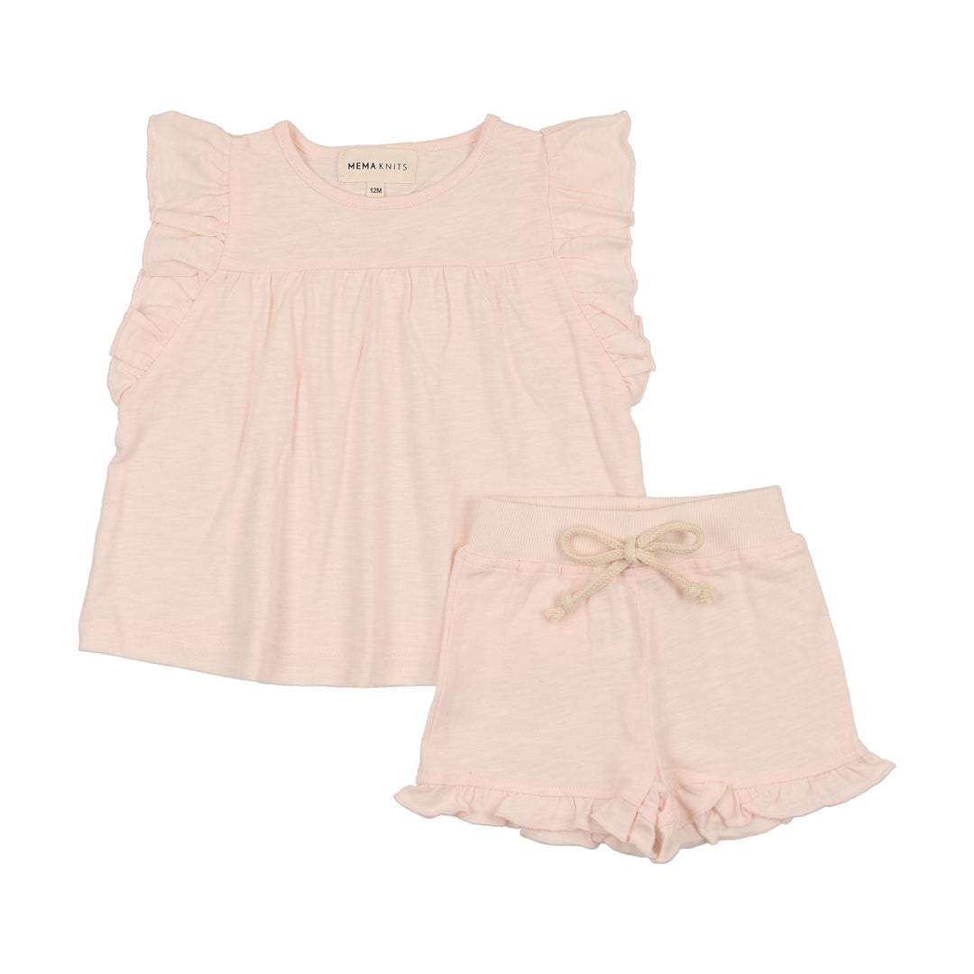 Mema Knits Rose Ruffled Tee + Shorts
