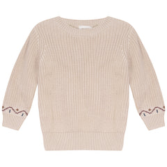 Mini P – Chunky Knit Round Neck Sweater | Cream