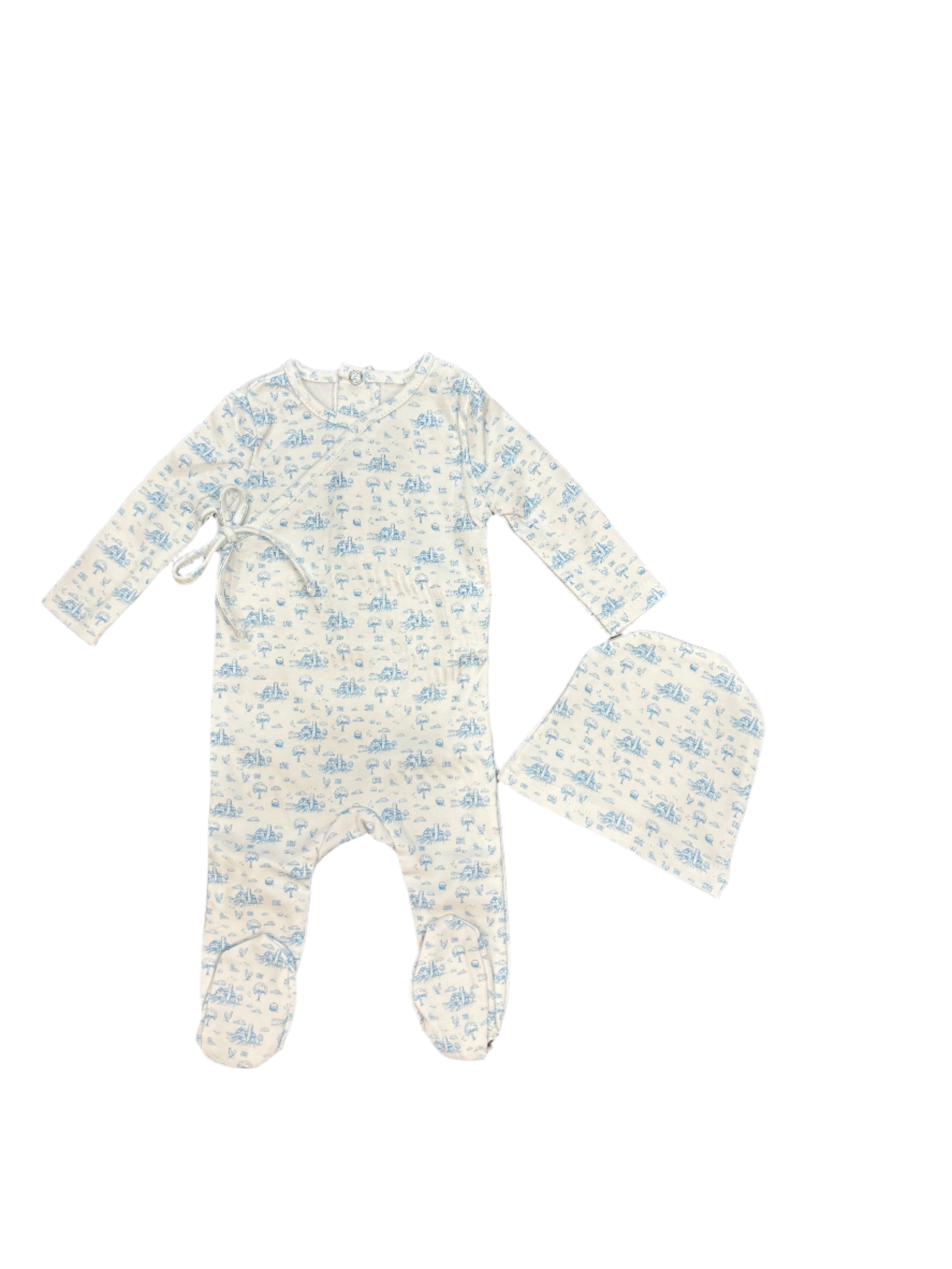 Mini Label Farmhouse Print Footie and Hat