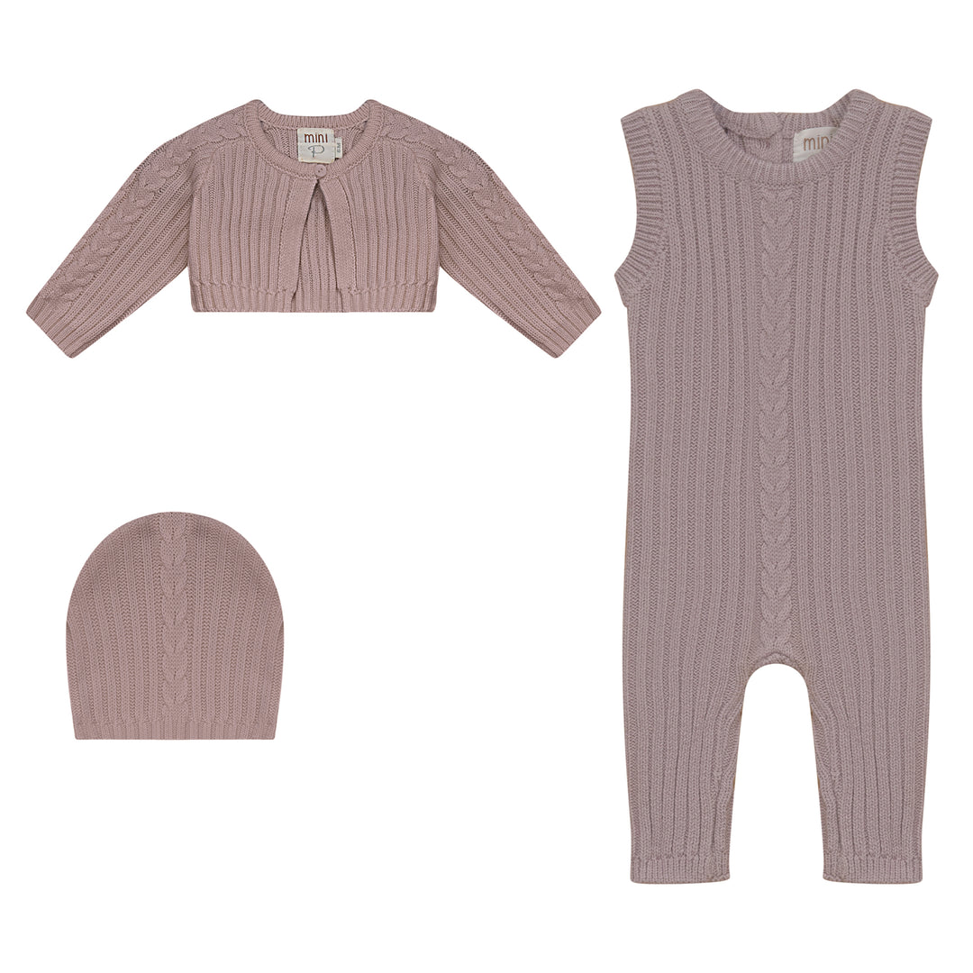 Pompomme Pink Cable Detail Knit Set