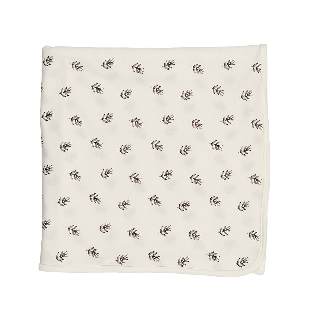 Maniere Cream Watercolor Leaves Blanket