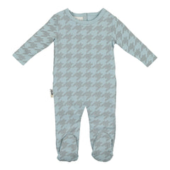 Maniere Powder Blue Houndstooth Footie