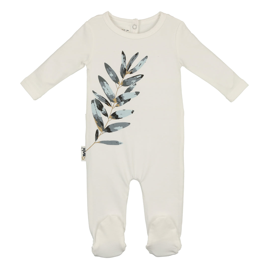Maniere Cream Watercolor Leaves Footie