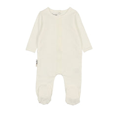 Maniere Cream Elegant Embroidery Footie + Bonnet