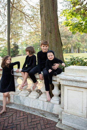Bee and Dee Boys Black Multicolor Embroidery Loungewear