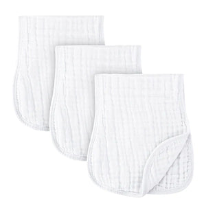 elys co 3 pack muslin burp cloths solid white