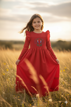 Nipoti Hand-Embroidered Cotton Maxi Dress – Luxury Girls Occasion Dress