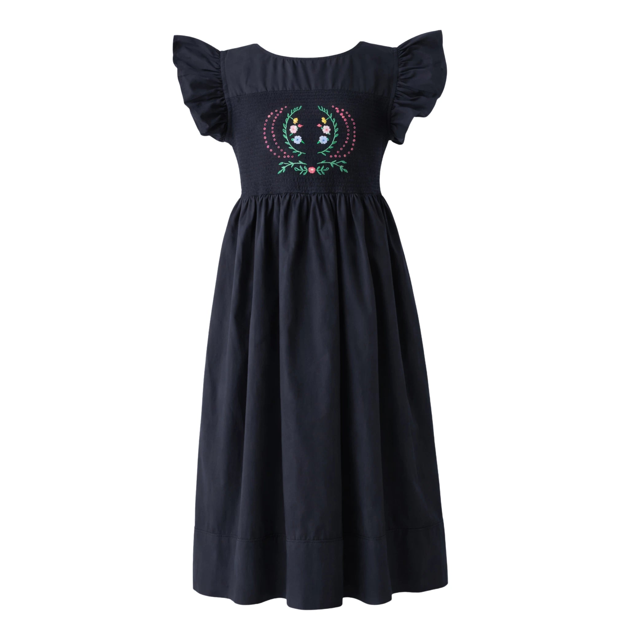 Nipoti Hand-Embroidered Cotton Maxi Dress – Luxury Girls Occasion Dress Spring Navy / 6Years