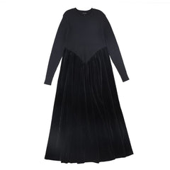 Bamboo Basque Waist Knit Velour Maxi Dress