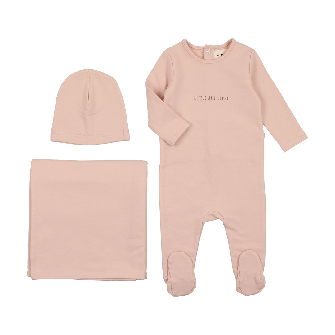 Mema Knits Old Rose/Mink Little and Loved 3 Pc Set