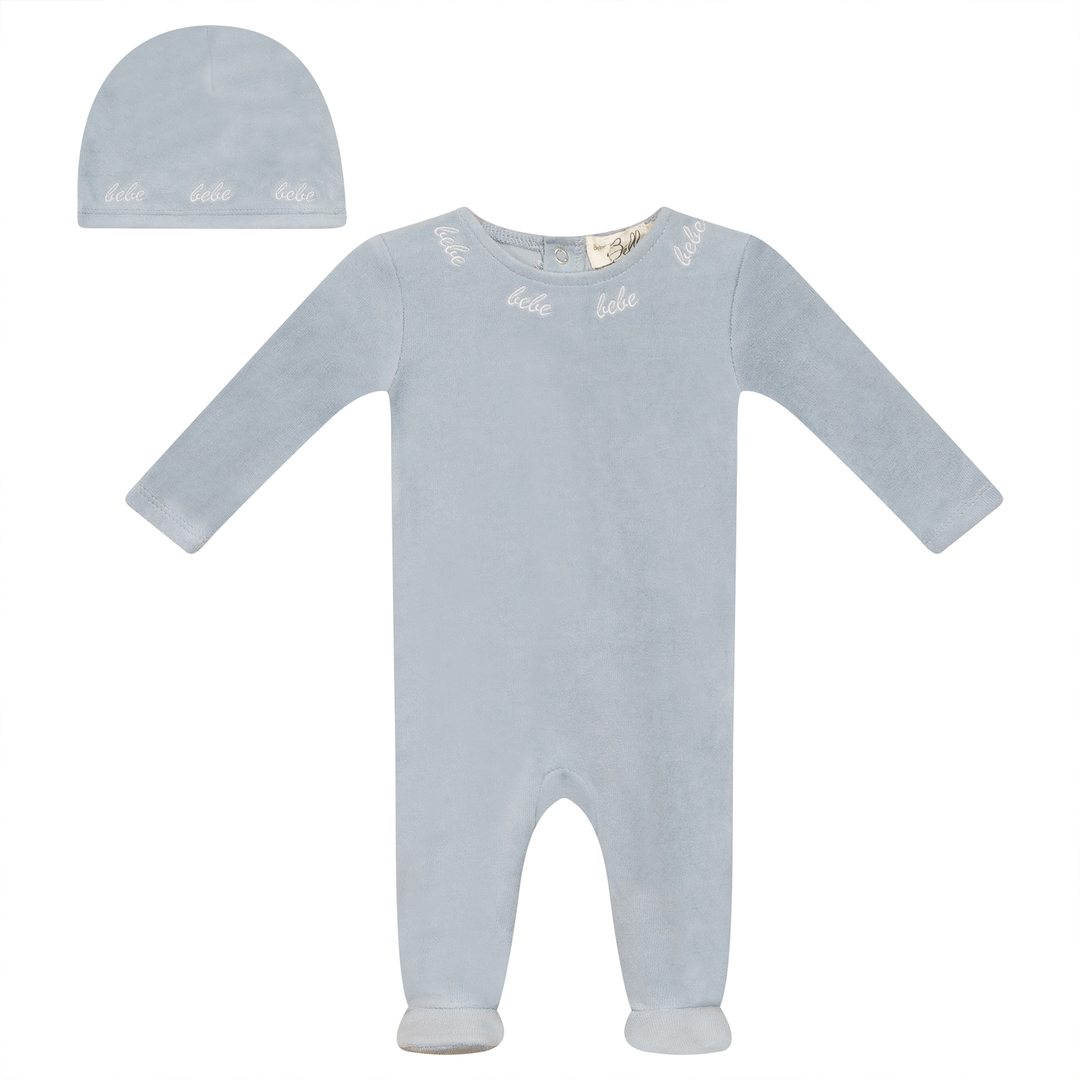 Bebe Bella Blue Bebe Embroidery Footie
