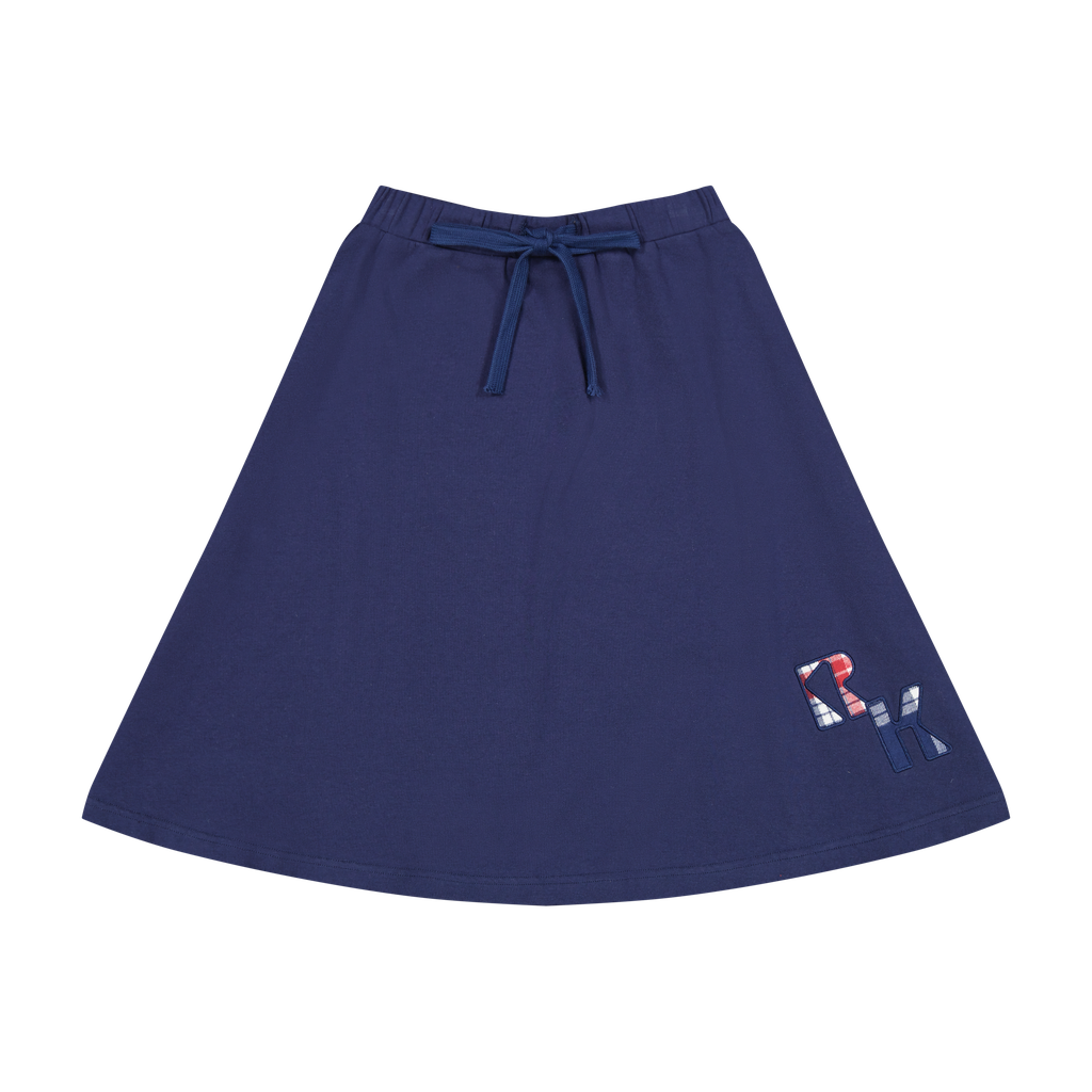 Retro Kid Navy Margo Plaid Logo Sweatshirt Skirt