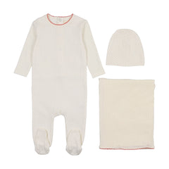Mema Knits Pink Polka Dot 3 Pc Layette Set