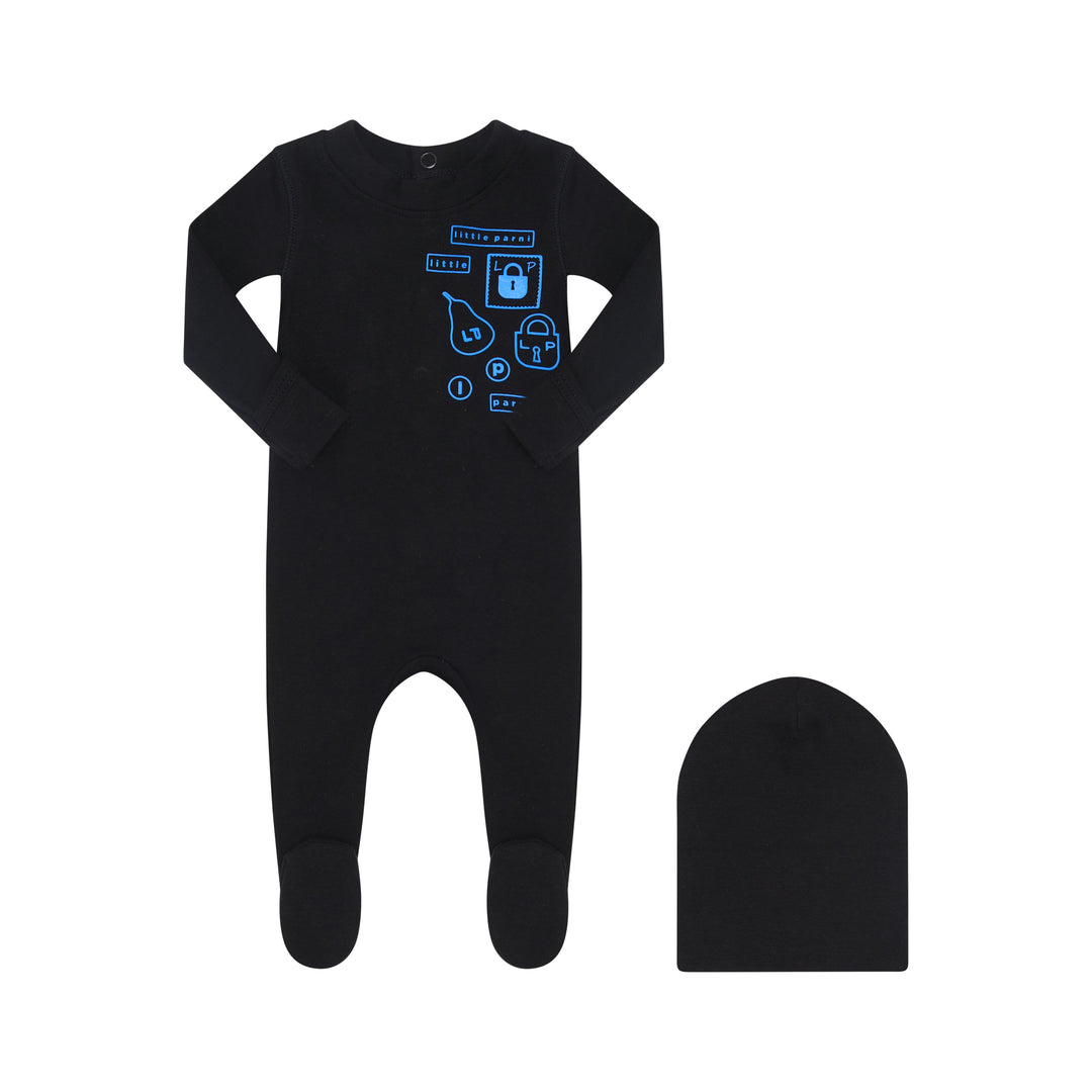 Parni Black/Blue Multi Patch Footie