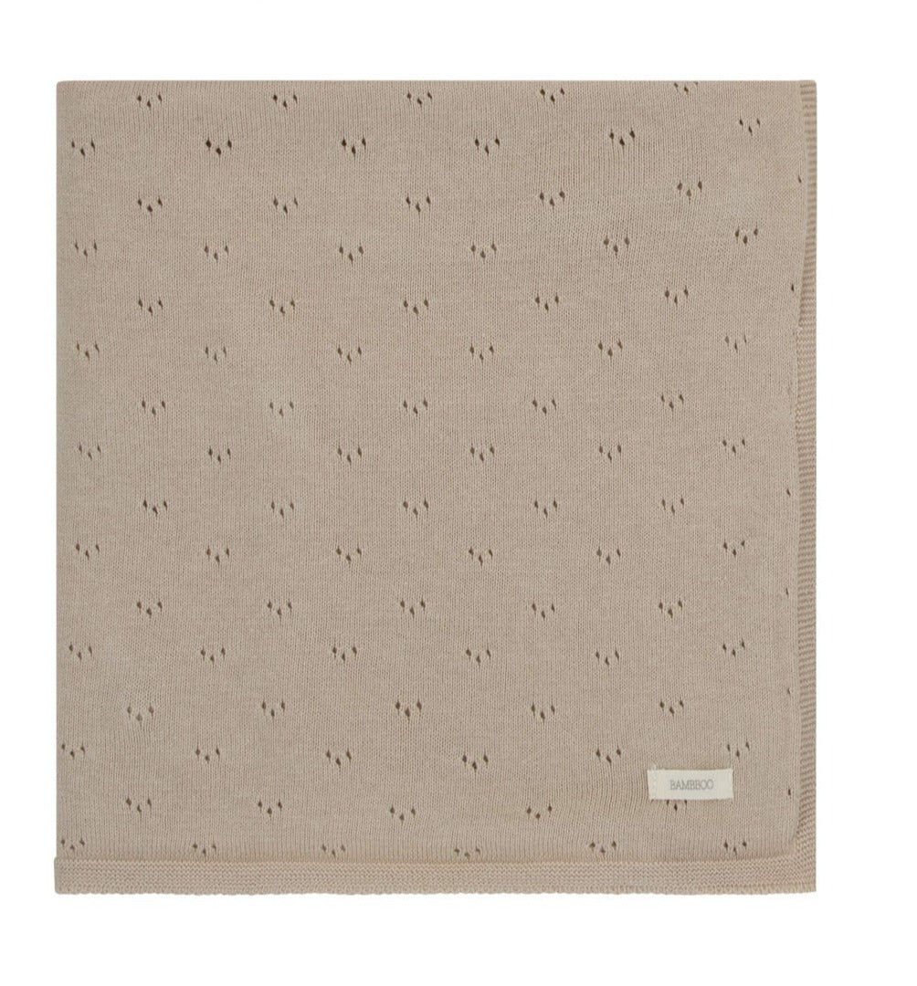 BAMBOO Pointelle Knit Blanket Latte