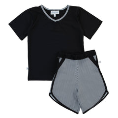 Miss Mini Pinstripe Top & Bottom Shorts Set