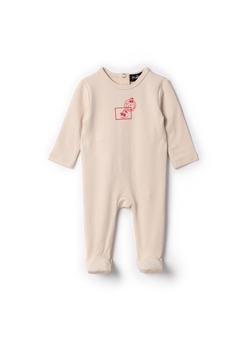 Puddles Dark Almond/Red Stamp Print Footie